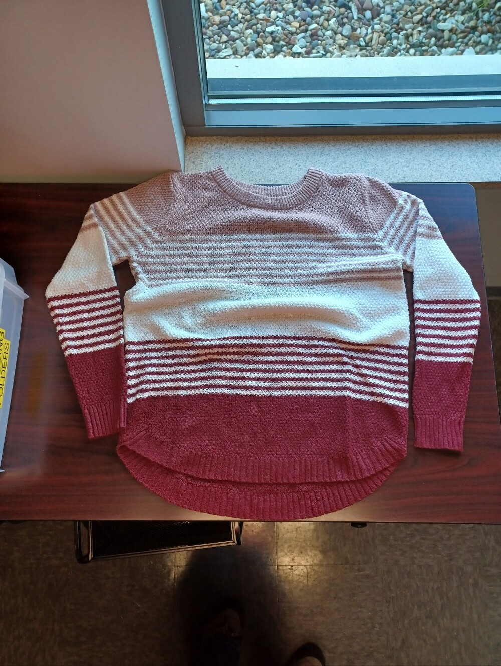 Pink Clover Striped Crewneck Sweater - Blush Pink & Cream